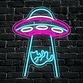 UFO Cat Neon Sign, UFO Cat Spaceship Space Travel Led Neon Light Night Lamp Astronomy funs Game Room Man Cave Party Bedroom Birthday Gift USB Powered(16.1"*13.2")