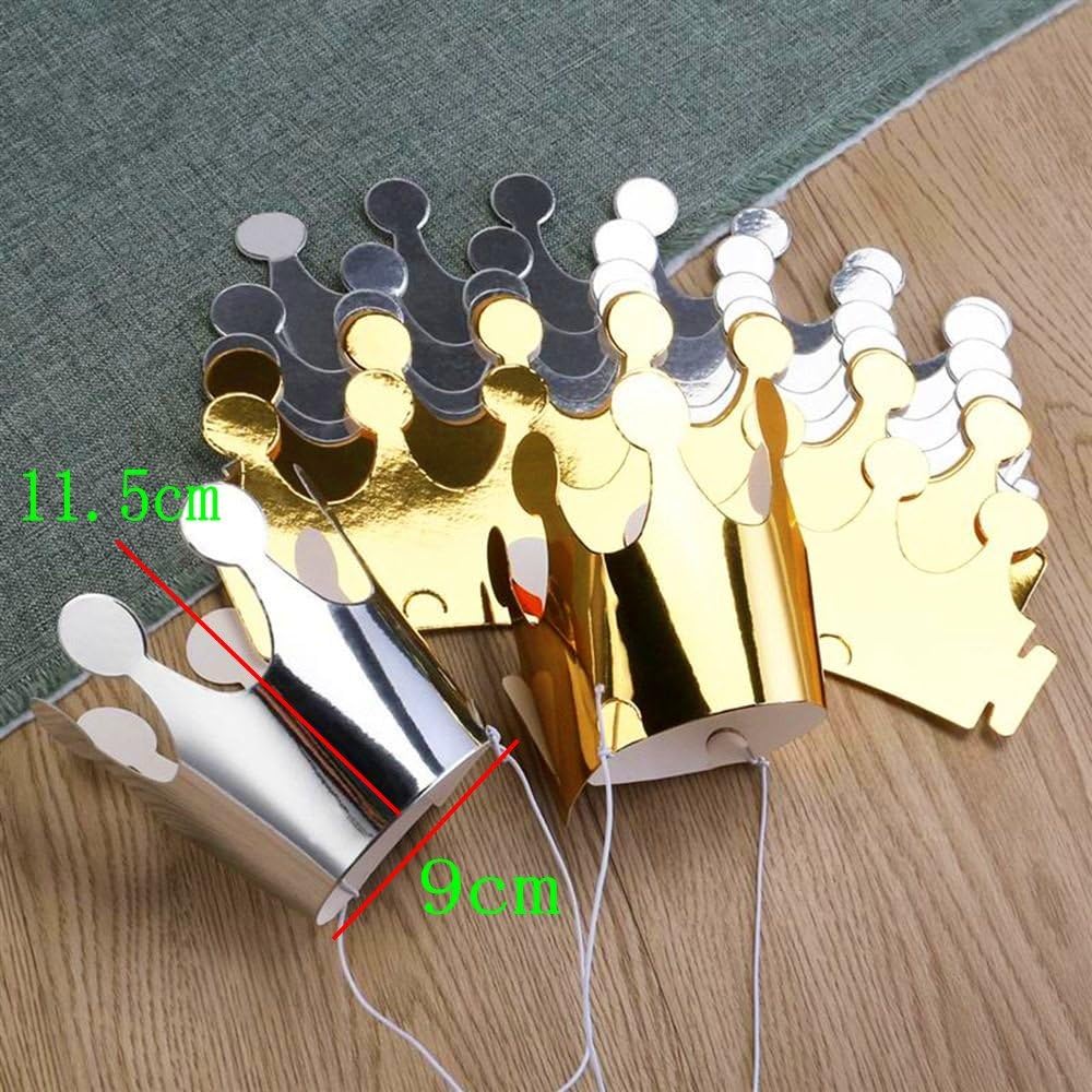 JZK 10x Paper Crown Gold Silver Paper Hat Kids Princess Prince Crown Party Favors Party Decoration Accessories for Photo Booth Party Birthday Festivals 5x Golden - Image 3