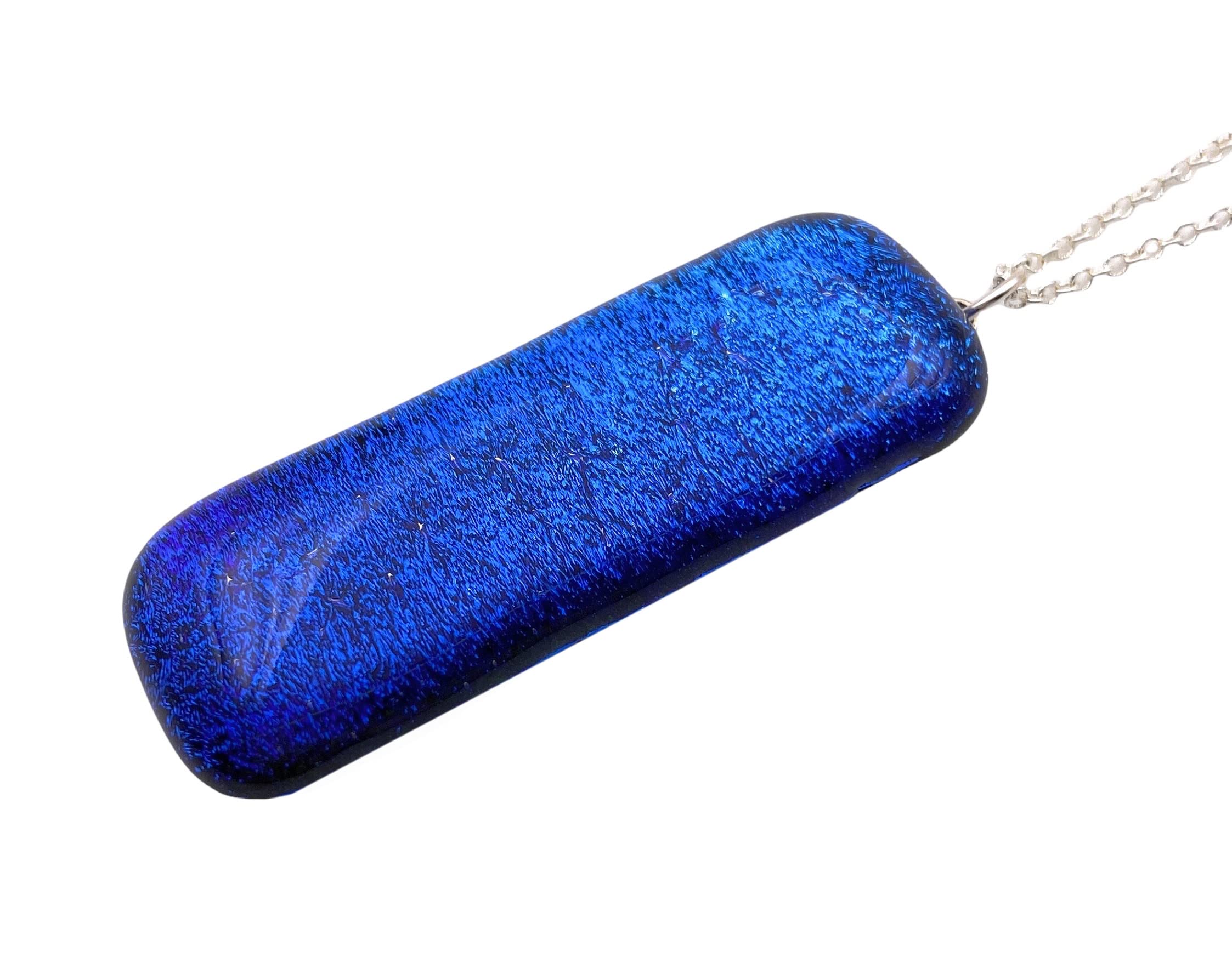 Glass Pendant, Dichroic Glass Pendant, Handmade Glass Pendant, Blue Pendant, 5cm x 2cm