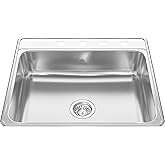 Kindred Creemore 25-in LR x 22-in FB x 8-in DP Drop In Single Bowl 4-Hole Stainless Steel Kitchen Sink, CSLA2522-8-4CBN