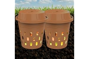 HCGADON 2-Pack InGround Compost Bin for Garden Beds, 8L Worm Composter Farm for Faster Composting, Worm Composter Kit with Aeration, Animal-Proof Lid for Beginners (9.5x9.5x10.8Inch) (2, Gold)