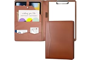 Portfolio Folder Padfolio with A4 Clipboard, PU Leather Portfolio Clipboard Business Binder Writing Clip Board Organizer for 