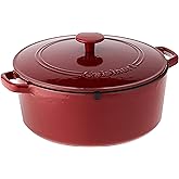 Cuisinart Chef's Classic Enameled Cast Iron Round Covered Casserole (Cardinal Red, 7- Quart)
