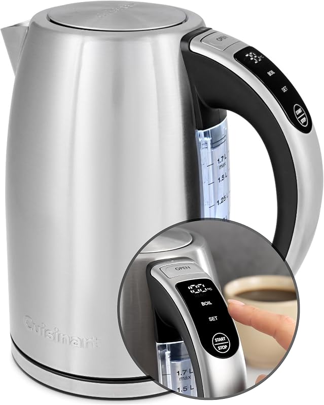 Bouilloire Électrique SmartElite 1,7L Inox – Écran tactile, Température réglable 50–100°C, Ébullition rapide 3 kW, Filtre anticalcaire lavable, Bec précis