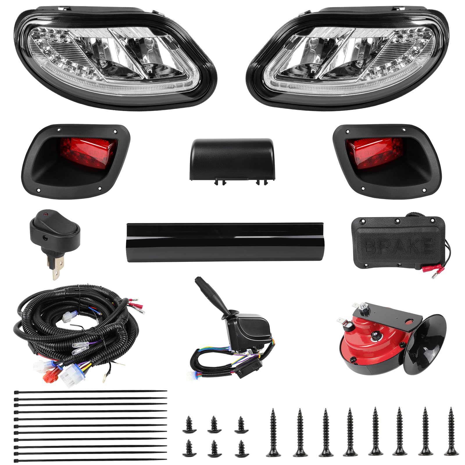 Photo 1 of Deluxe Golf Cart LED Headlight Tail Light Kits Fit for 2014-Up EZGO Freedom/TXT T48/ EZGO Valor Gas & Electric (12V), Street Legal Golf Cart Lights Kit with Turn Signals Kits, Brake Lights, Horn