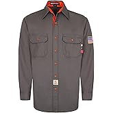 BOCOMAL FR Shirts for Men Flame Resistant Light Weight NFPA2112 Fire Retardant Welding Shirt Water & Oil Repellent Finish