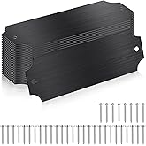 Yaocom 24 Pcs Personalized Name Plates Laser Engraved 1" x 3" Solid Brushed Metal Plaque Trophy Plate Blank Name Tag with Adhesive Backing and Screws for DIY(Black,Notched Corner)