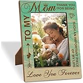 Wooden Frame Thank You For Being Such An Important Piece Of My Life Gift For Mother's Day Birthday Thanksgiving Christmas Warm Table Decor Unique Mom Photo Frame Gift From Daughter Son 8X6 Inches