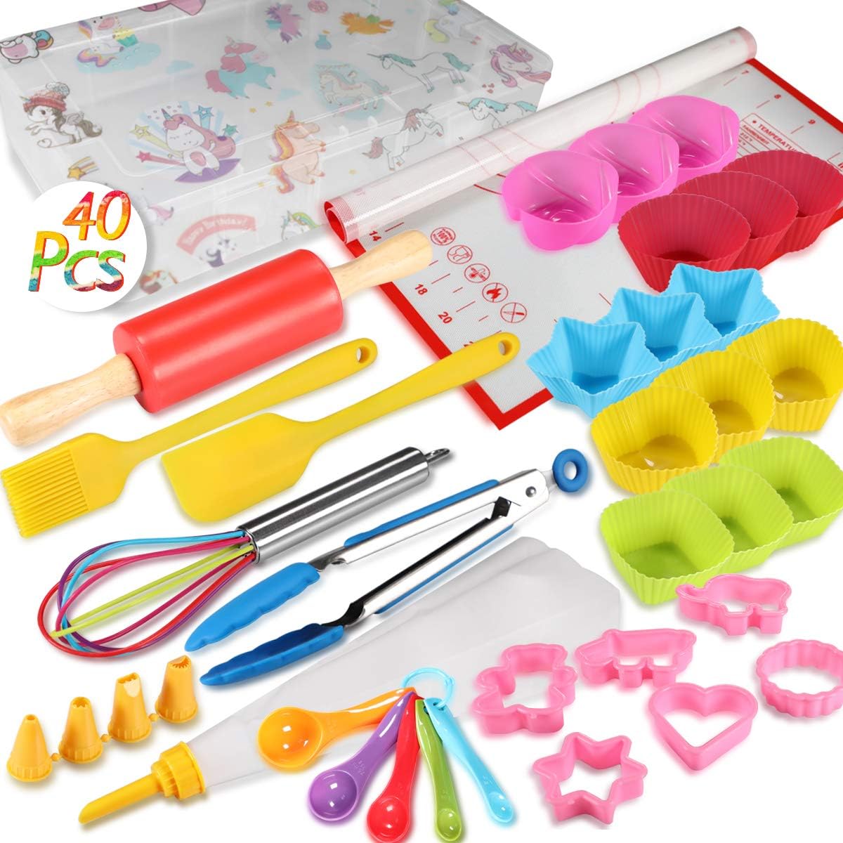Shacoryze Kids Cooking and Baking Set 40 Pcs with Storage