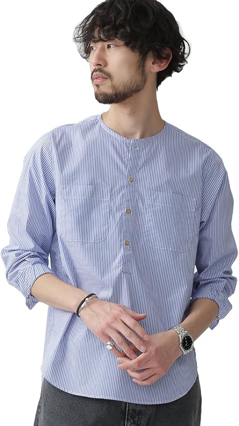 Amazon Co Jp ナノ ユニバース Nano Universe 総柄ノーカラープルオーバーシャツ L パターン3 Nano Universe 服 ファッション小物