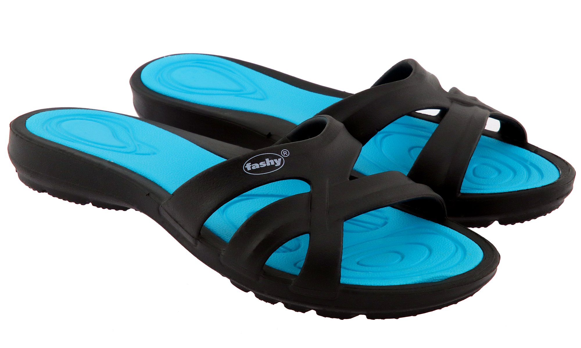 Fashy Unisex 7659 52 41 Bathing Shoe, Black/Turquoise, EU