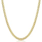 Fiusem 5mm Silver Tone /14k Gold Plated Cuban Link Chain for Men, Mens Chain Necklaces, Stainless Steel Chain Necklaces for Men Women, 3.5/4/5mm