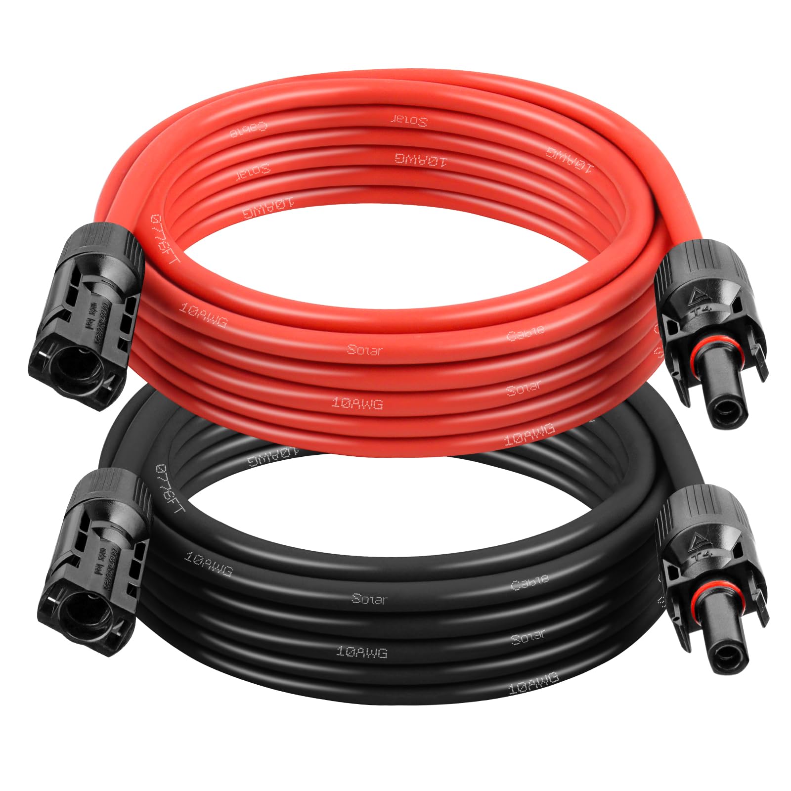 Photo 1 of 10AWG Solar Extension Cable 10FT – 2 Pack Red & Black PV Wire with Solar Connectors, 84-Strand Tinned Copper, Dual XLPE Insulated, Outdoor UV-Resistant Cable for RV, Inverter, Battery