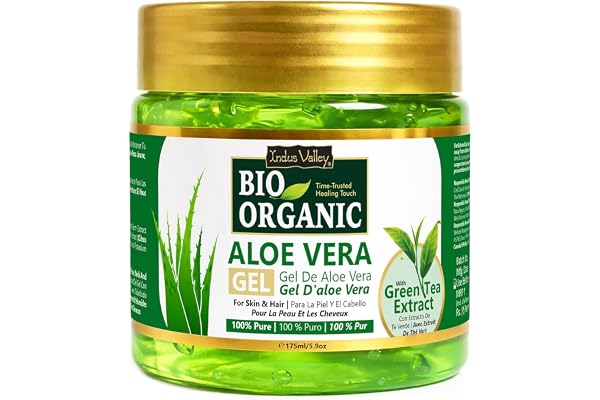 Indus Valley 100% Pure Aloe Vera Gel with Vitamin C & E for Skin & Hair | Non-Sticky Natural Aloe vera Gel - Soothes & Face M