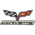 Corvete Racing Flags Sports Cars Embroidered Iron on Sew on 4 inch Patch