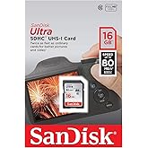 SanDisk Ultra 16GB Class 10 SDHC Memory Card Up to 80MB/S- SDSDUNC-016G