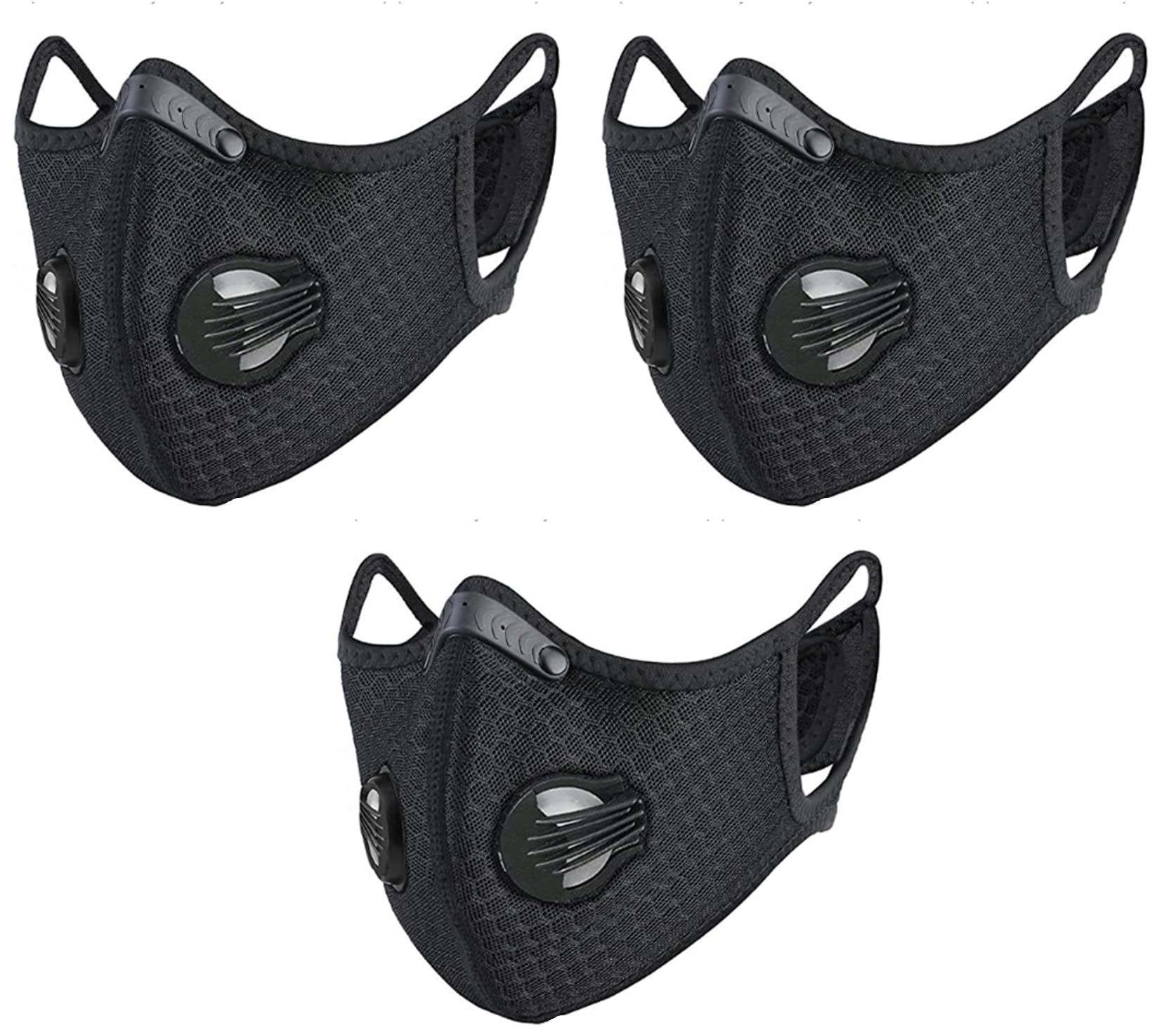 4sold Mesh Protective Visor with Filter Made in EU, Anti-Spray, Anti-Pollution, for Outdoor Sports, Cycling and Running (Black)