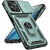 for Motorola Moto G Power 2026 / G Power 2025 Case, with Slide Camera Cover Screen Protector [Military Grade Drop Tested] Ring Holder Kickstand Protective Phone Case for Moto G Power 2026, Dark Green