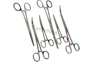 CYNAMED Premium Hemostat Locking Forceps 3 Curved and 3 Straight Stainless Steel