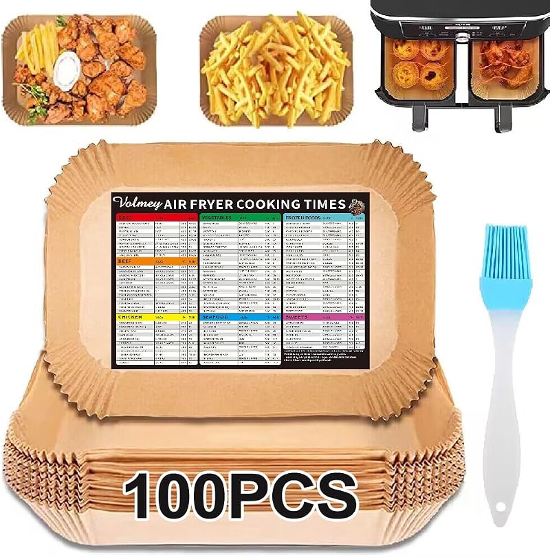 VOLMEY Air Fryer Liners 100PCS 8.7in for Ninja AF300UK AF400UK SL400UK