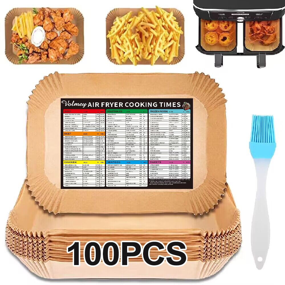 Air Fryer Liners for Ninja AF300UK AF400UK SL400UK, 100PCS 8.7in Disposable Air Fryer Parchment Paper Liners, Air Fryer Accessories for Ninja, Foodi, Salter, Tower, Other Dual Air Fryer