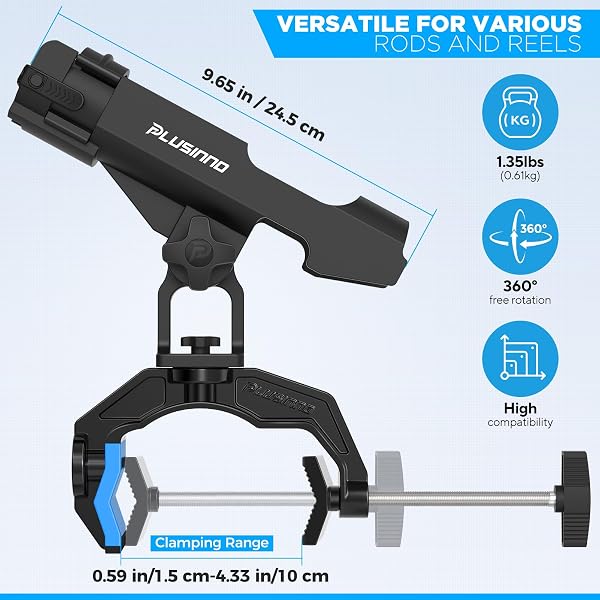 PLUSINNO 4 PACK BOAT FISHING ROD HOLDER DOUBLE V DESIGN FIT ROUND SQUARE TUBES INNOVATIVE CLAMP FISHING GIFTS FOR MEN