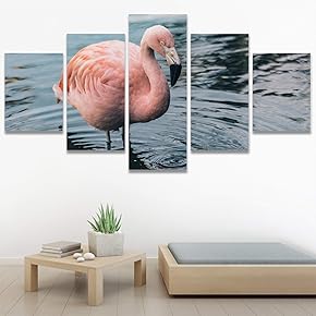 SIGNWIN 5 Panel Canvas Wall Art Pink Wings...