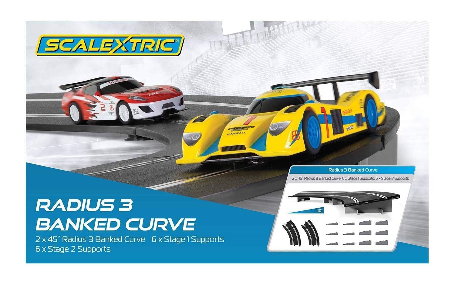 Scalextric Accessories Track Pieces Radius 3 curve extension packs C8297 Radius 3 -Banked curve 45°