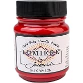 Jacquard Lumiere 2.25oz Fabric Paint Crimson - Metallic Paint for Fabric, Leather, Canvas, Paper and Wood - Light-bodied Metallic Acrylic Paint - Lightfast &amp; Vibrant Metallic Acrylic Paints