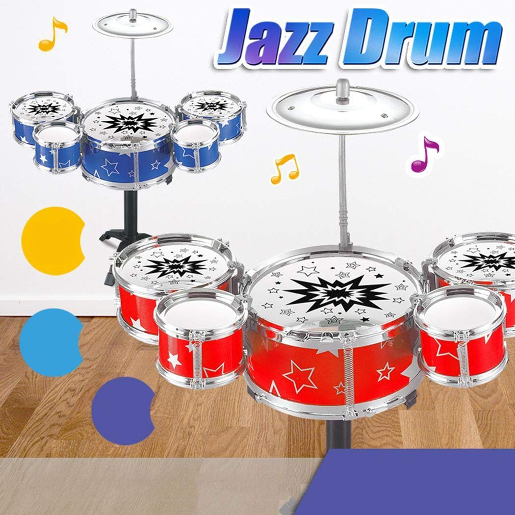 Xixou Kids Deluxe Jazz Drums Kit Musical Instrument Toy with Cymbal Stool Christmas Birthday Gift