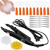 Lothee K Tip Hair Extensions Kit with Heat Iron Finger Protector, Black | K Tip Extension Kit with Finger Protectors, Sectioning Clips, Keratin Glue Granules for Fusion, Heat-safe Templates