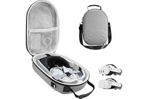 bibuks Hard Carrying Case Compatible with Oculus Meta Quest 3/3S,VR Headset Elite Strap and Touch Controller Accessories Carry Case,Hard Shell Travel Storage Bag (Grey)
