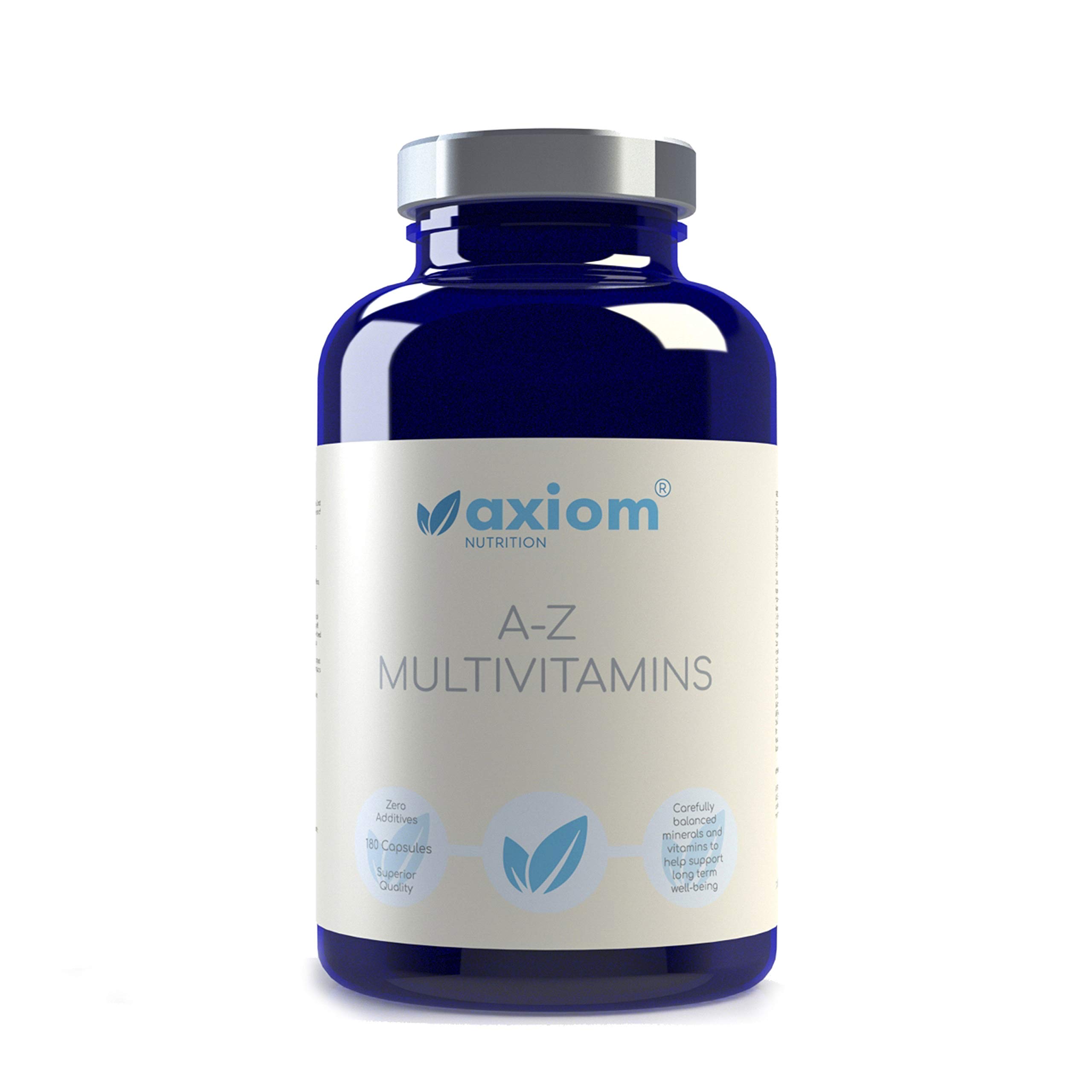 Multivitamins & Minerals Formula | 27 Vitamins and Minerals |180 Superior Easy to Swallow Capsules | Includes Iron and B12 | for Men and Women | Suitable for Vegetarians by Axiom Nutrition