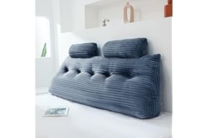 Rycwola Headboard Wedge Pillow with 2 Pack Neck Roll Pillow Large Headboard Pillow Queen Wedge Pillow Headboard Soft and Supportive Bed Rest Reading Pillows for Sitting in Bed with Removable Cover