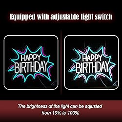 LIUOZHTEA Happy Birthday Neon Sign Dimmable
