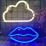 ENUOLI LED Lips Neon Light Sign Blue Battery/USB Operated 27.5x14cm Wall Decor view 8