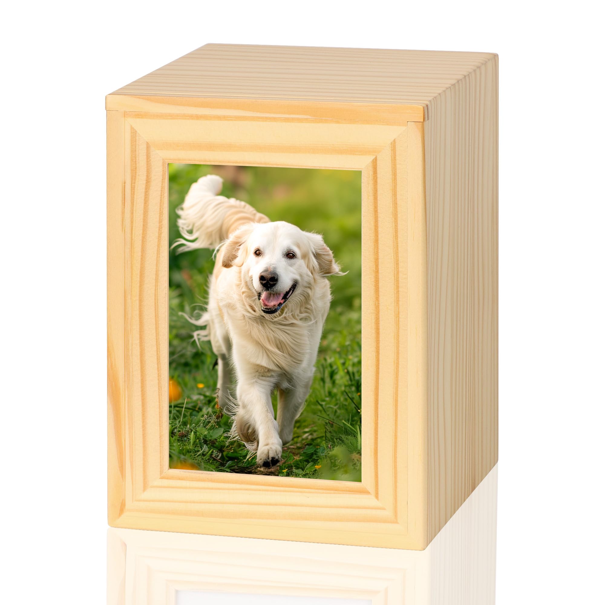 DiDiBirDi Dog Urn, Wooden Memorial Urns for Pets, Memorial Box for Pets with Photo Frame, Urn for Dogs or Cats, Cat Urn (50 kg)