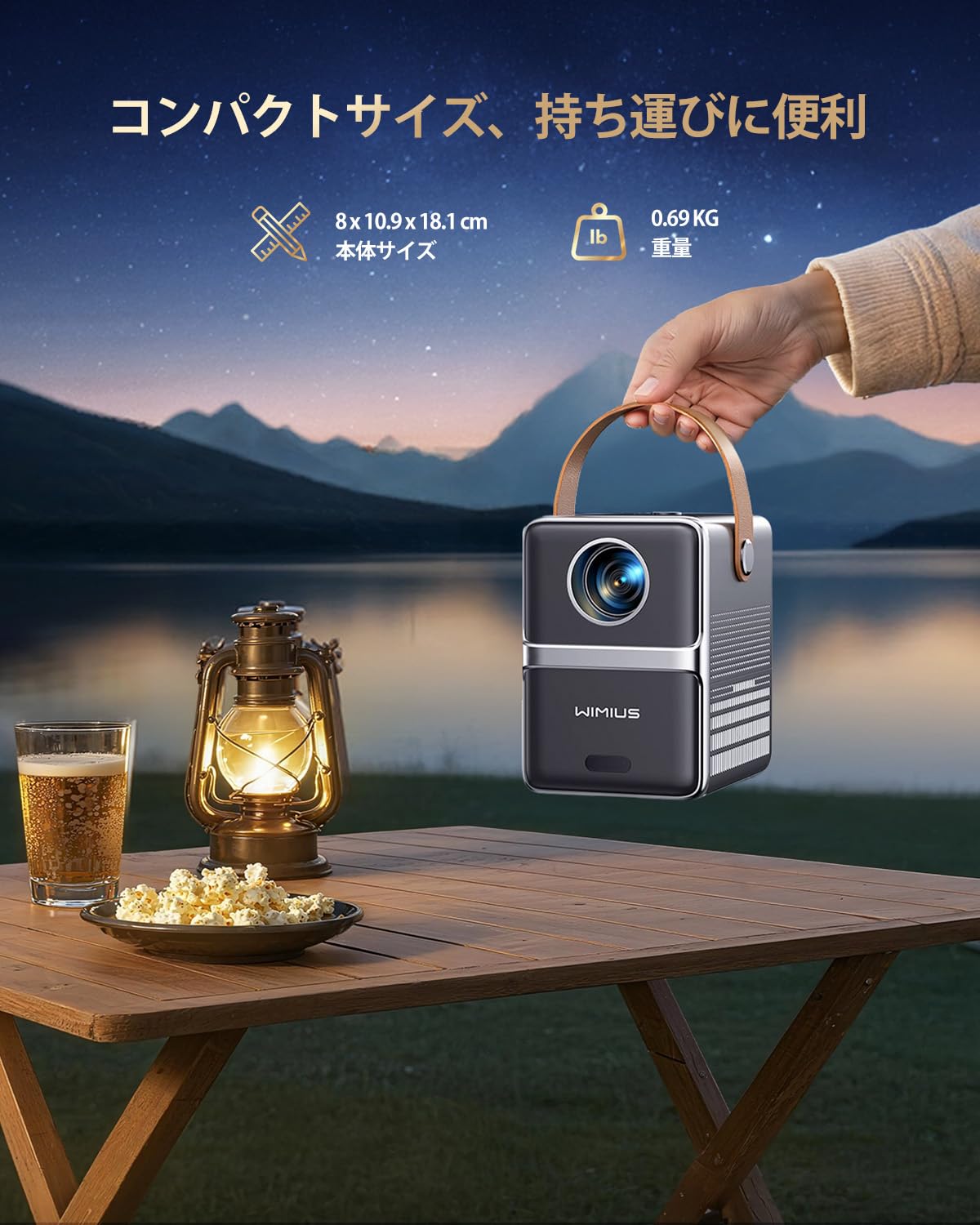 WiMiUS P61Pro Mini Projector, [Official Netflix Certified/Dolby Audio Compatible] 700ANSI High Brightness [Auto Trapezoid Correction/Electric Focus] Projector, Home Use, Built-in PrimeVideo/Disney+