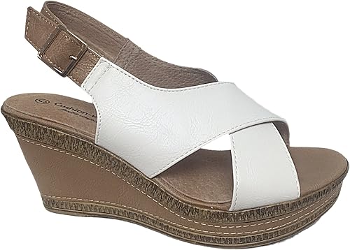 Cushion Walk Ladies White Comfort Slingback Wedge Sandal Amazon