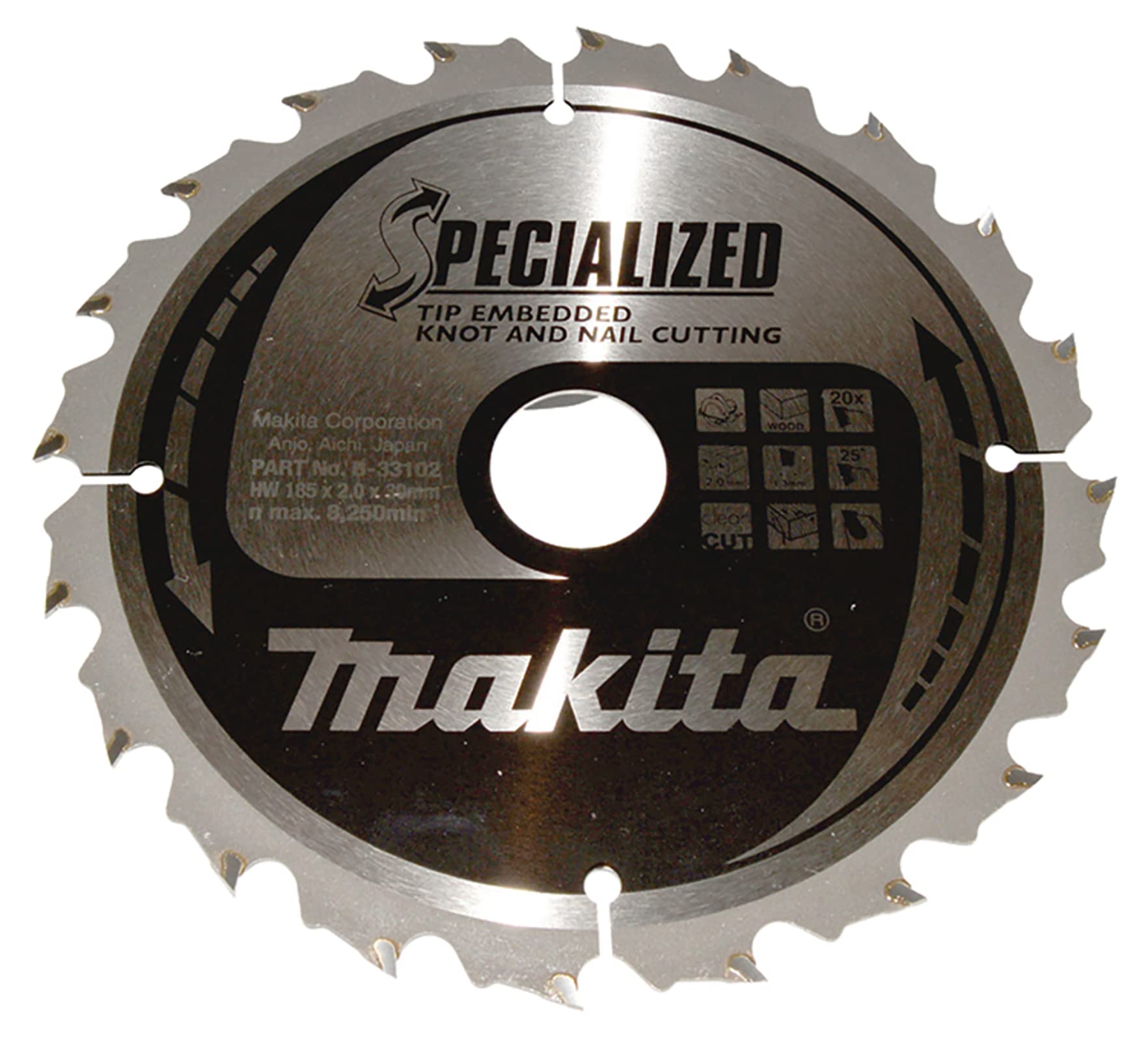 Makita B-33102 Specialized Tip Embedded Saw Blade 185x30x20T