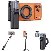 [3 in 1] Magnetic Phone Camera Shutter Grip, Extendable Selfie Stick &amp; Tripod Portable for Magsafe iPhone &amp; Android with Detachable Wireless Shutter Button Remote Control Ergonomic Handle - Black
