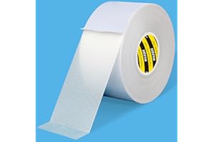 MILEQEE Double Sided Tape Heavy Duty, 2in x 66FT, Universal High Tack Strong Wall Adhesive with Fiberglass Mesh, Super Sticky Resistante Clear Tape, Easy Use Mounting Tape White