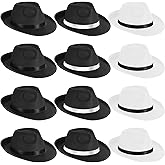 Toulite 12 Pcs Hats Gangster Hat for Men Women 1920s Party Gentlemen Unisex Hat Felt Mobster Men's Costume Headwear, 3 Styles, 21.5 Inch Head Circumference