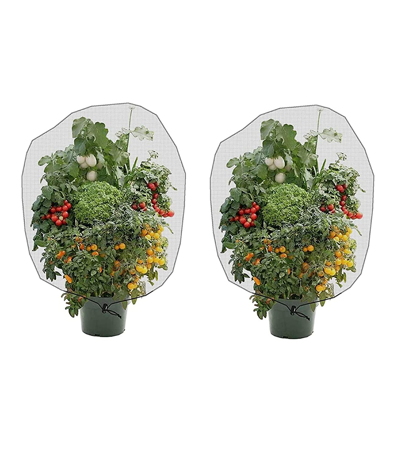 Tiardey 2PCS Insect Bird Barrier Netting Mesh with Drawstring - Garden Bug Netting Plant Cover for Protect Plant Fruits Flower from Insect Bird Eating