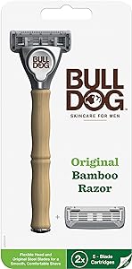 Bulldog Mens Skincare and Grooming Original Bamboo Razors for Men with a Natural Bamboo Razor Handle and 2 Razor Refills