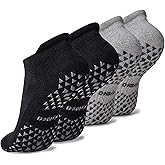 Hylaea Unisex Non Slip Socks with Grip for Yoga, Hospital, Pilates, Barre | Ankle, Cushioned