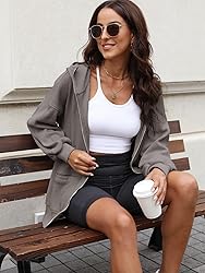 Yanekop Zip Up Hoodie Women Oversized Waffle Knit