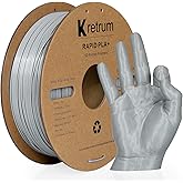 Kretrum PLA+ Rapid 3D Printer Filament for 30-500 mm/s High Speed Printing Fast PLA Plus 1.75 mm Filament Dimensional Accuracy +/- 0.02 mm 1 kg (2.2 lbs) Cardboard Spool Fit Most FDM 3D Printers Grey