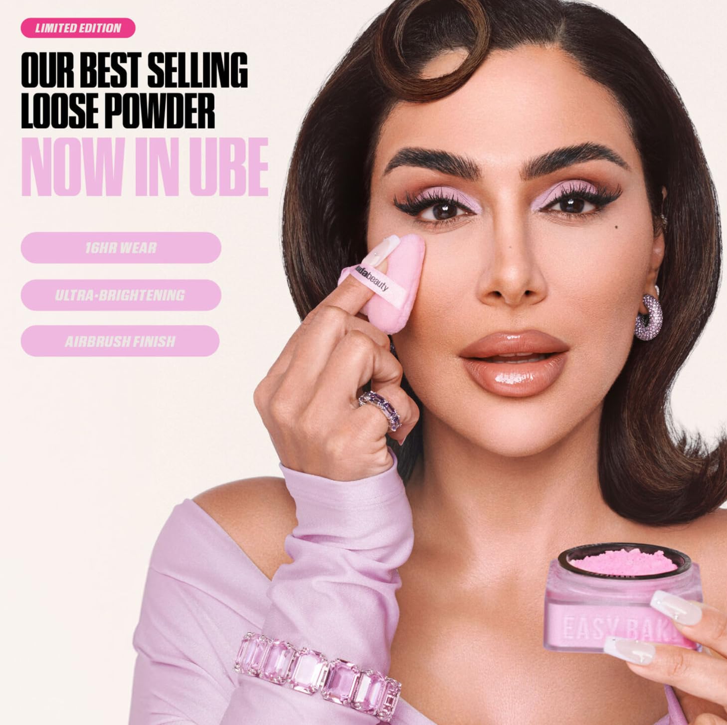 Huda Limited Edition Easy Bake Loose Baking & Setting Powder - Ube Birthday Cake (electric lilac) - 20 g / 0.71 oz
