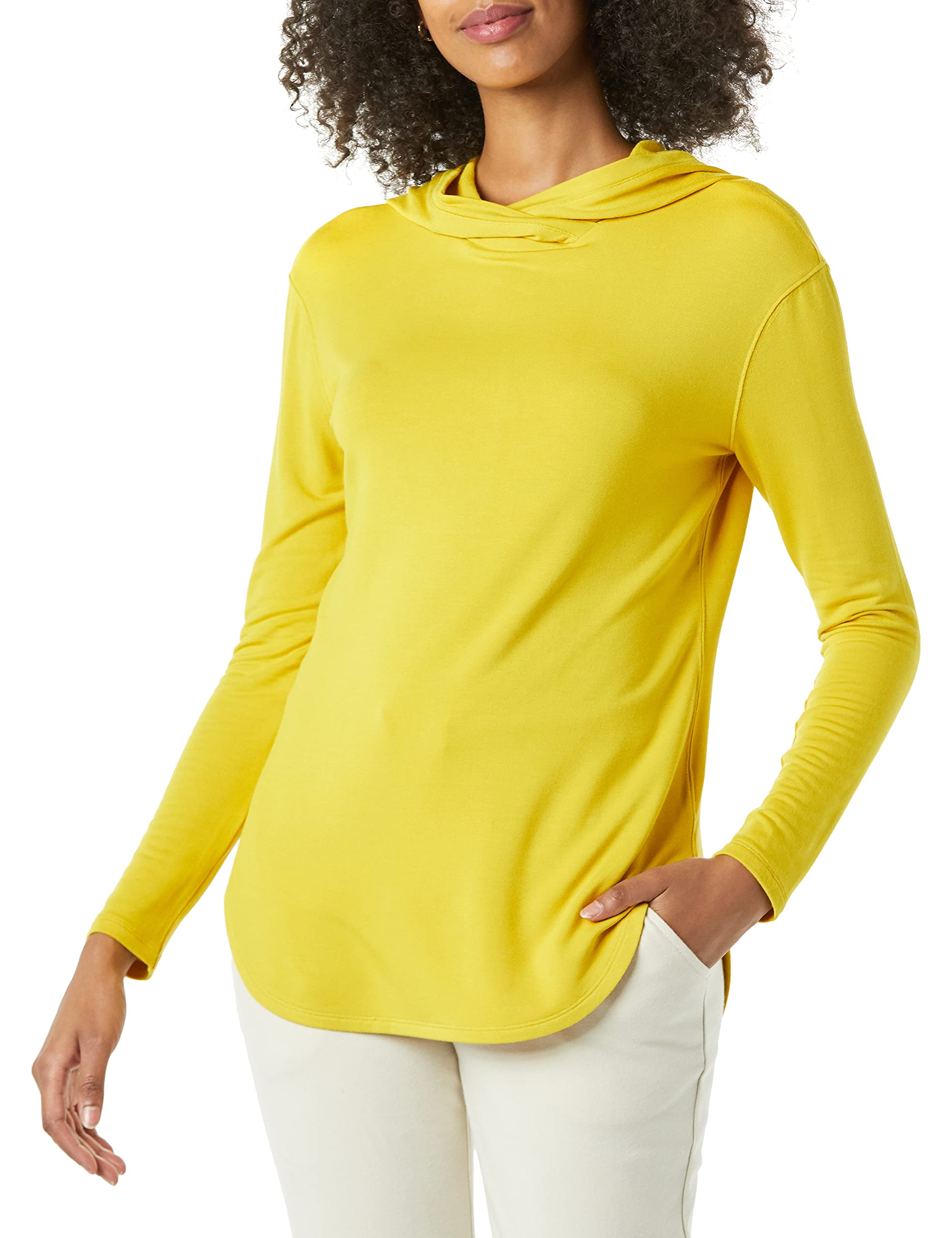 Photo 1 of Amazon Essentials Women's Supersoft Terry Essentials Hoodie, Standard-Fit Long-Sleeve Pullover, Dark Yellow, XX-Large